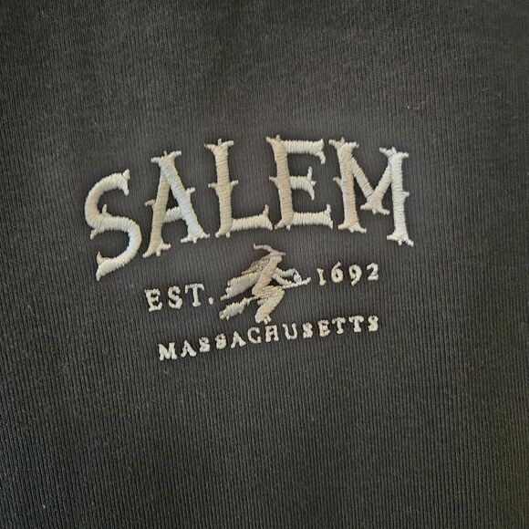 Better Together Salem Mass Sweatpants Womens L Black Embroidered Witch Wide Leg - Picture 1 of 6